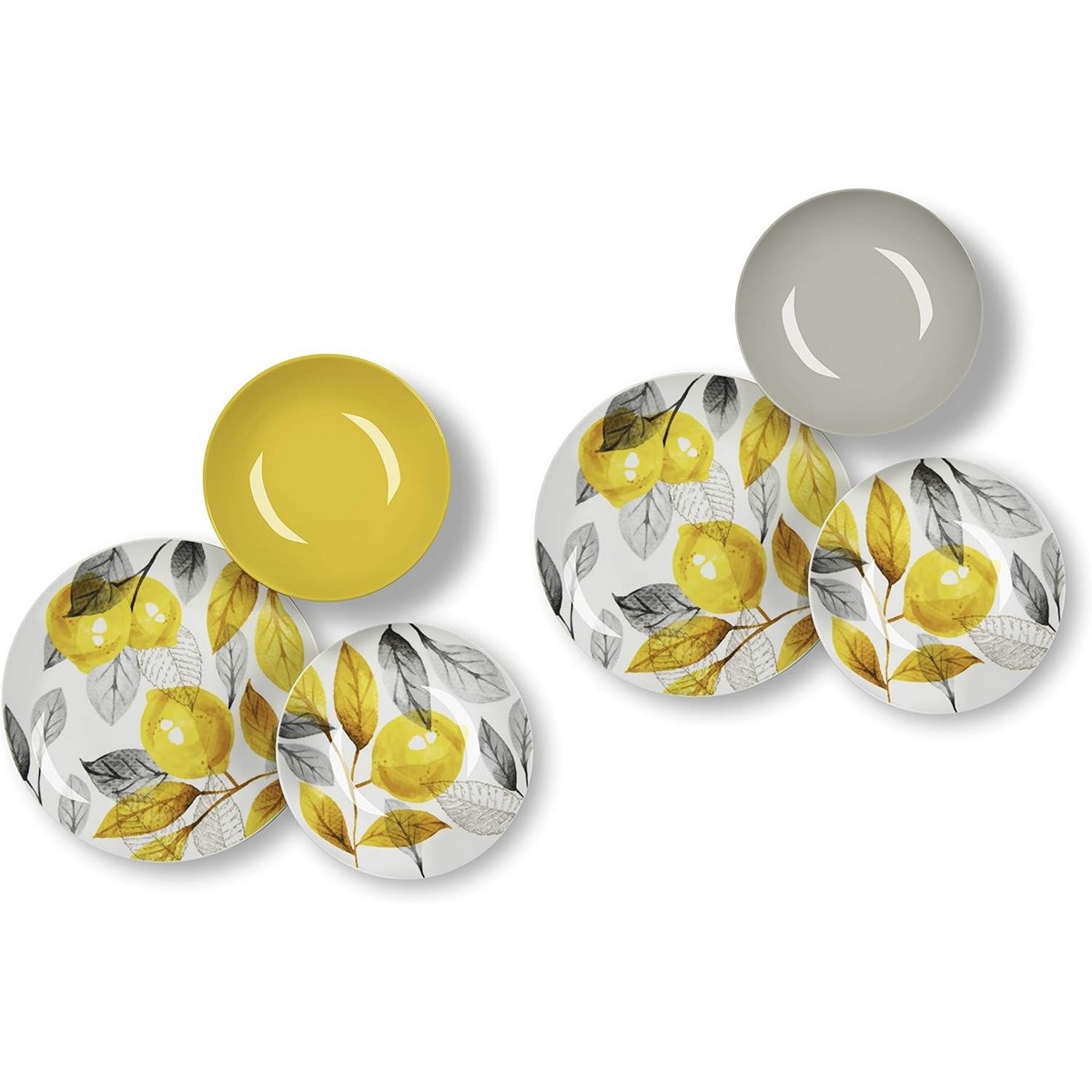 Acquista online Excelsa Servizio tavola piatti 18 pz Lemon Gray porcellana decorata cod.64915 Excelsa